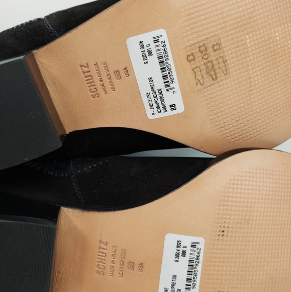 Schutz Jacqueline Black Suede Pointed Toe Low Western Pull On Ankle Boot Sz 8B - Picture 9 of 11